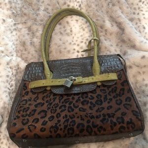 Cleo and Patek calf hair leopard print handbag